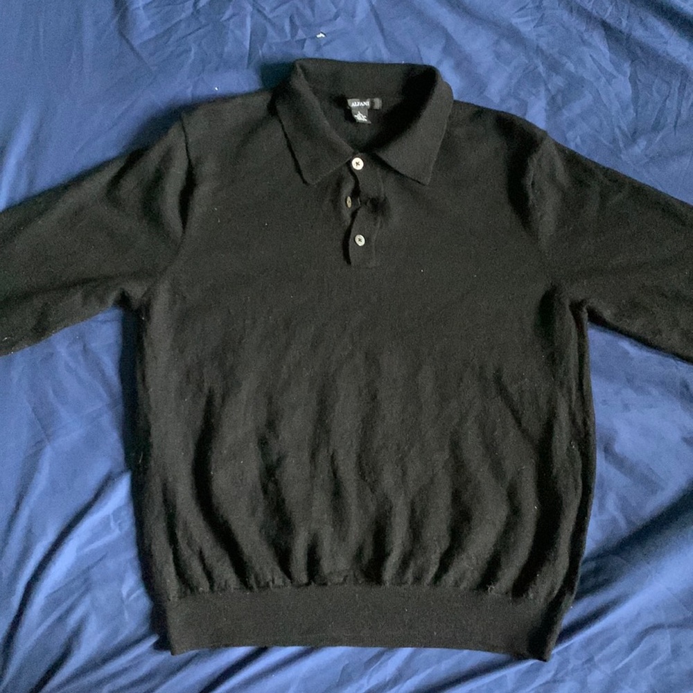 Wool long sleeve polo